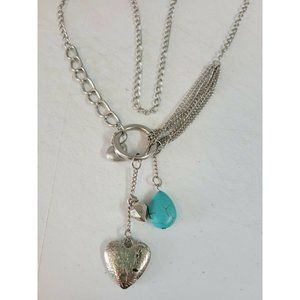 Necklace Heart Pendant Turquoise Jewelry Silver Women Fashion